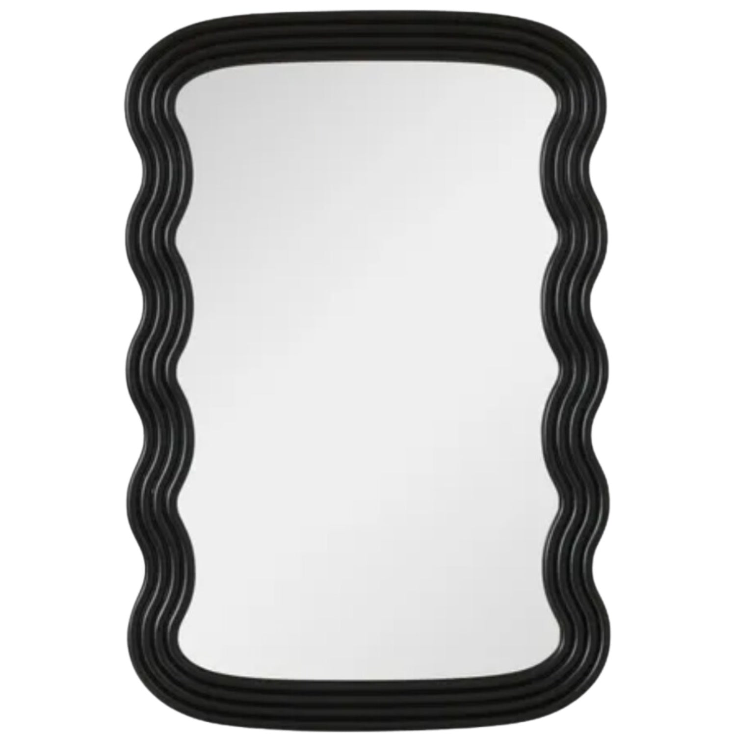 Wave Rect Mirror - Black