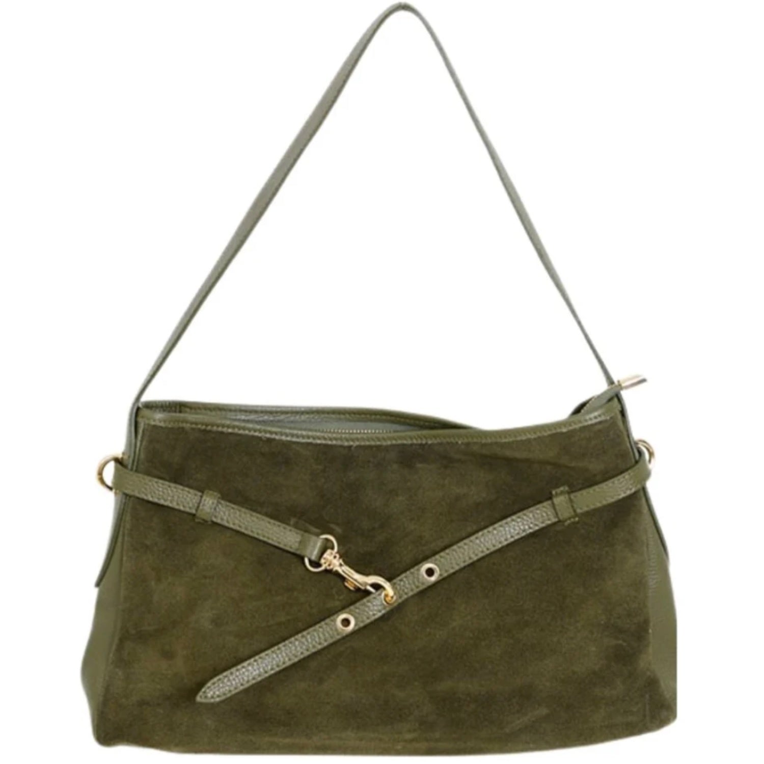 Victor Suede Handbag - Khaki