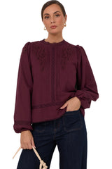 Lou Cut Out Lace Top - Grape