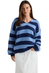 Atlantic Knit - Navy Stripe