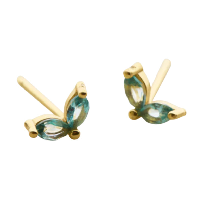 Double Crystal Stud - Blue/Gold