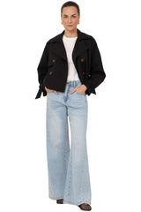 Nessa Cropped Trench - Black