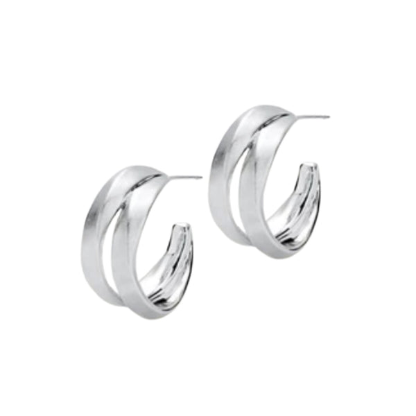 Hannah Hoop Earrings - Silver Brushed