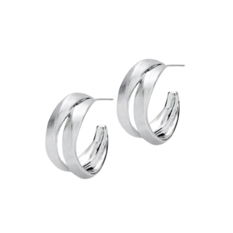 Hannah Hoop Earrings - Silver Brushed