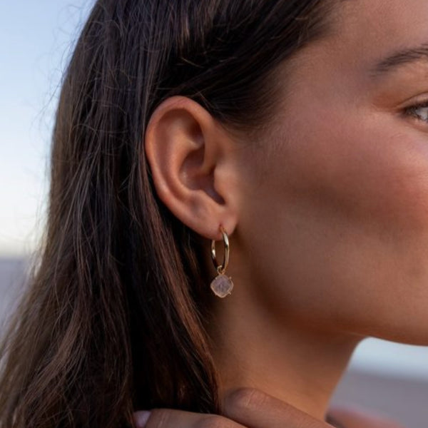 Aura Earrings - Gold/Rose Quartz