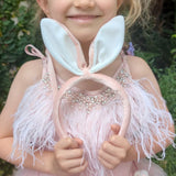 Pink Velvet Bunny Headband
