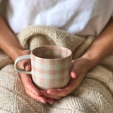 Cat's Pjs Mug - Terracotta Check