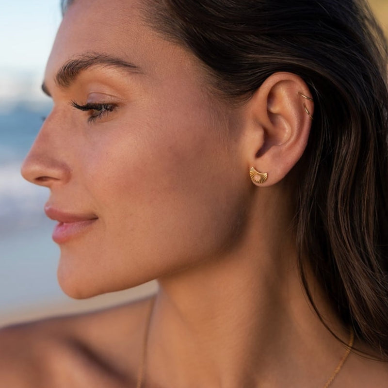 Lunar Earrings - Gold/Rose Quartz