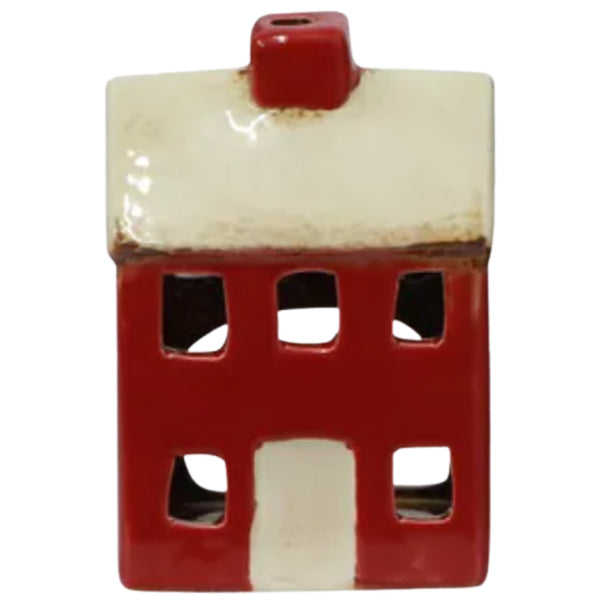 Tea Light Chalet (Petite) - Red/Cream