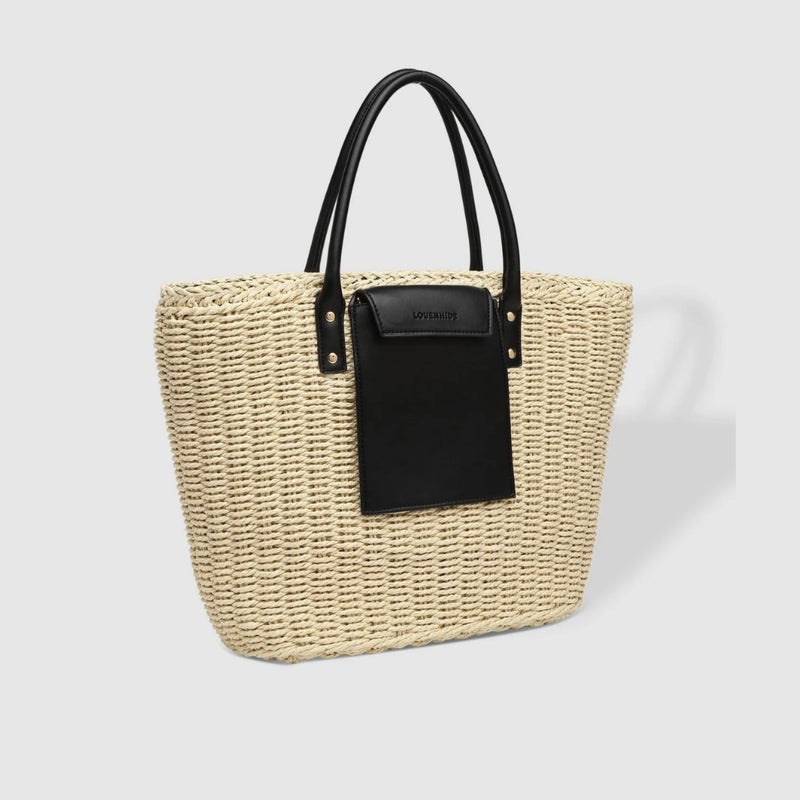 Bristol Raffia Tote Bag - Black