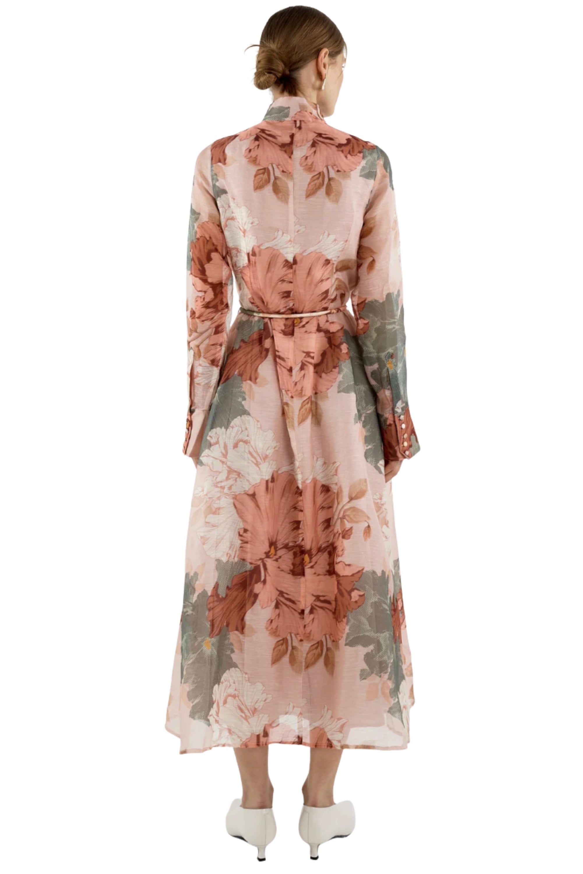 Iris Bell Shirt Dress - Pink/Green