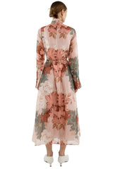 Iris Bell Shirt Dress - Pink/Green