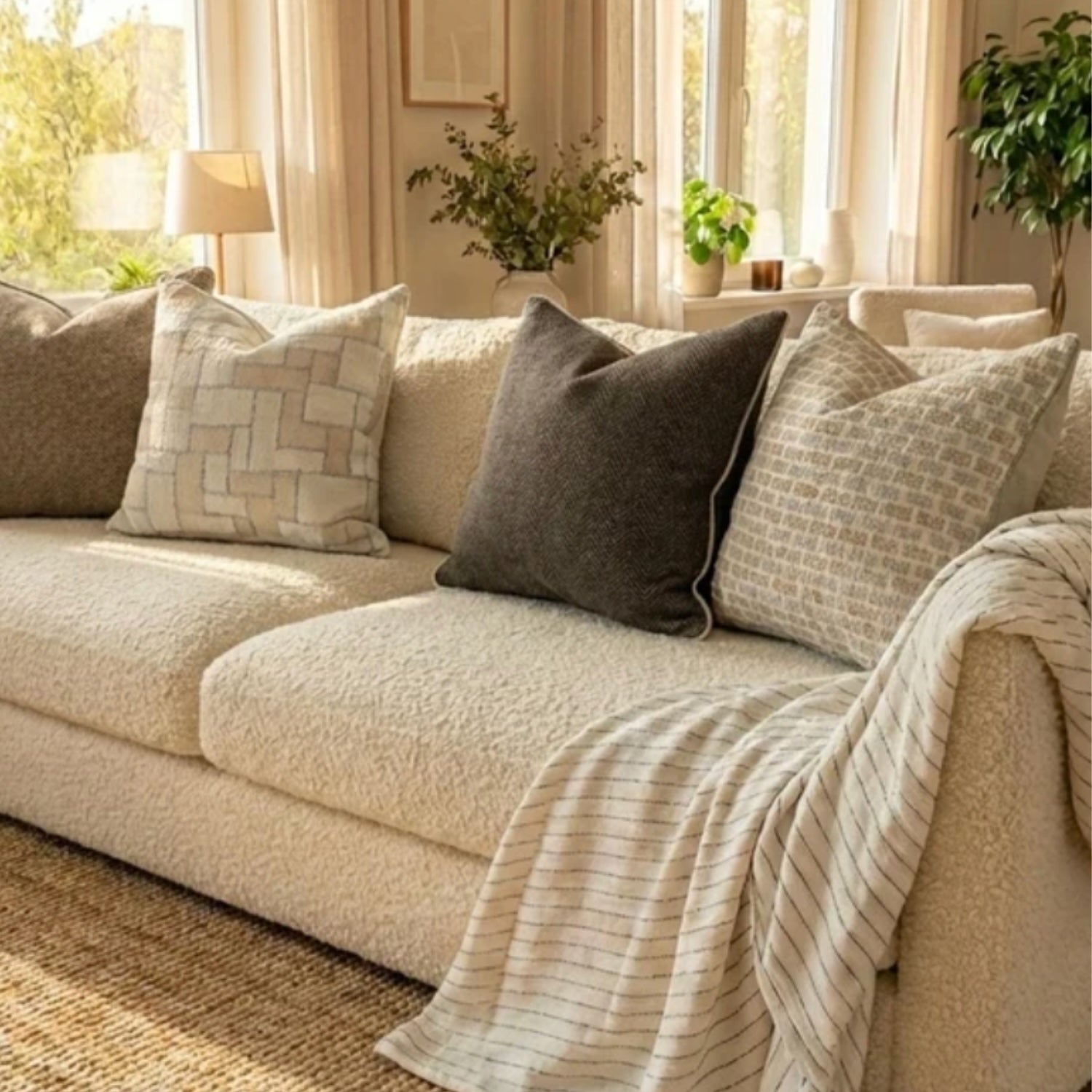 Lattice Cushion 55 cm - Beige/Ivory
