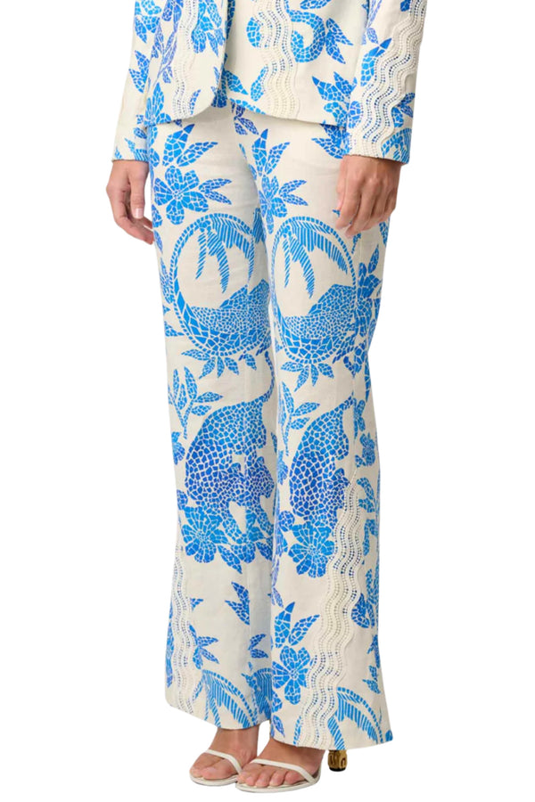 Leandro Lace Trim Pant - Azure Mosaic