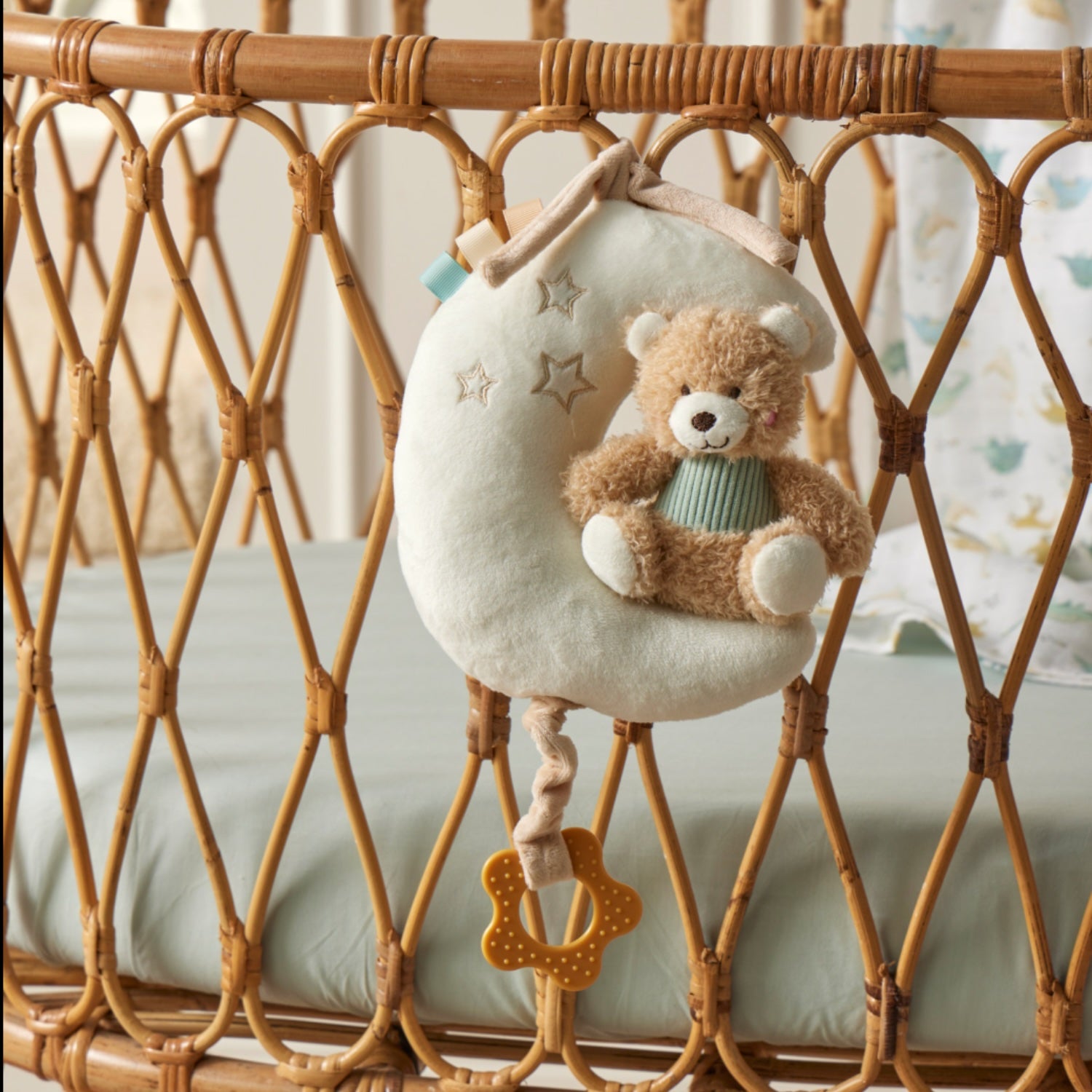 Musical Teddy On Moon - Blue