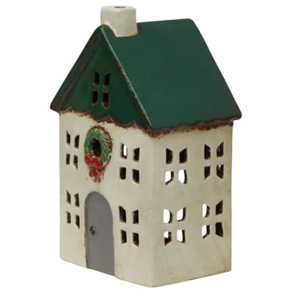 Tea Light House (S) - Green/Wreath