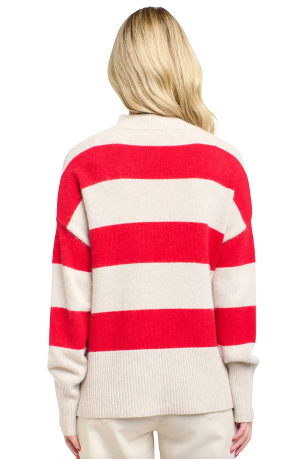 Gracie Angora Stripe Knit - Red/Nat