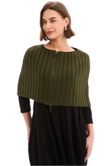 Zip Knit Shawl - Khaki