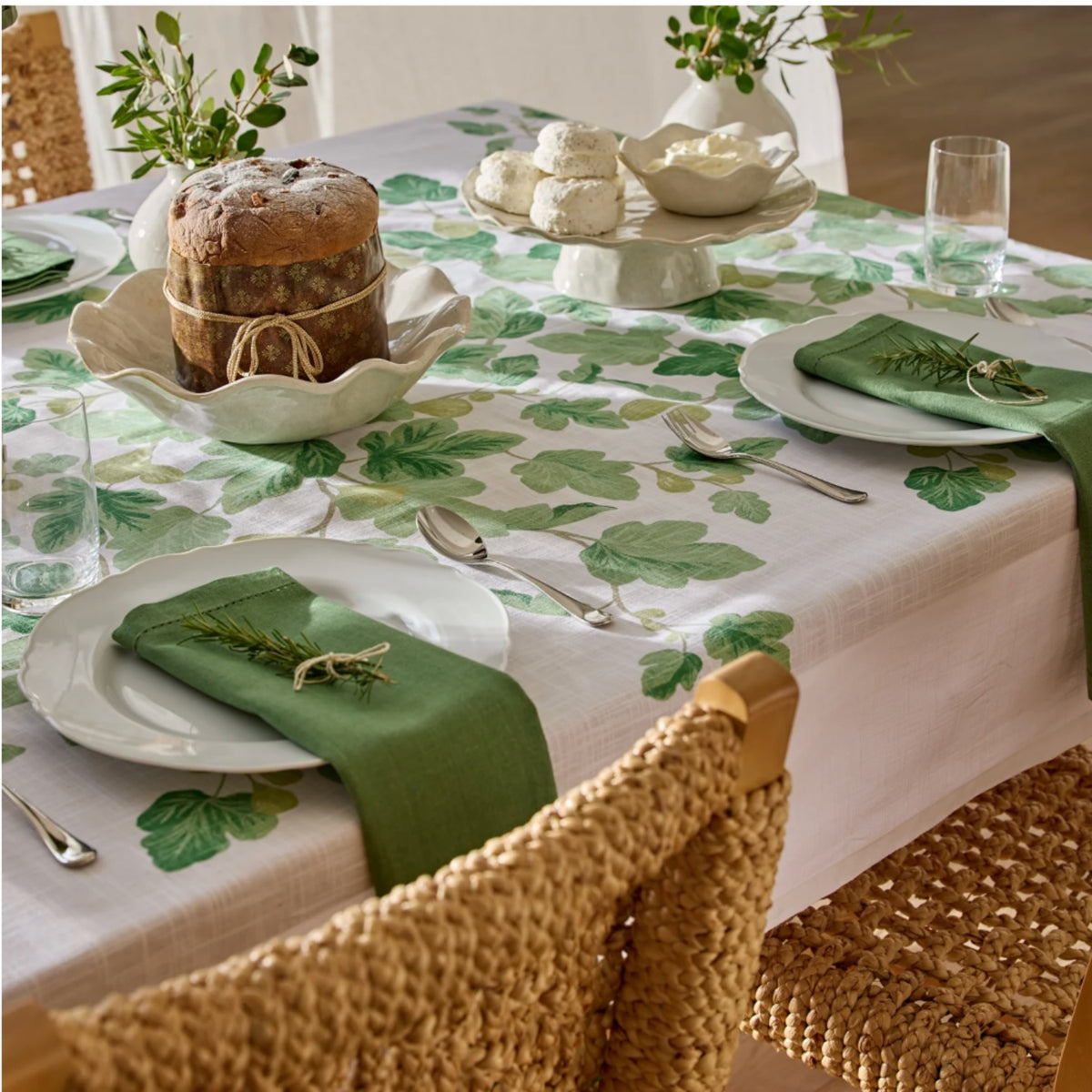 Fig Tablecloth 150x230cm - Green
