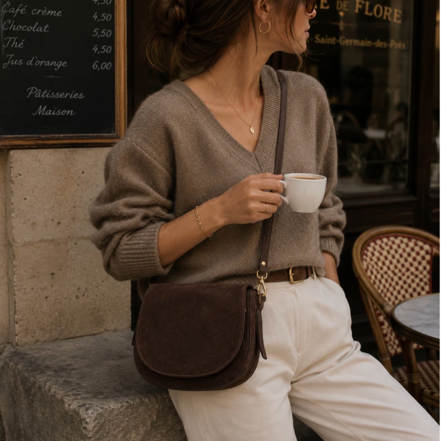 Gabrielle Suede Handbag - Brown