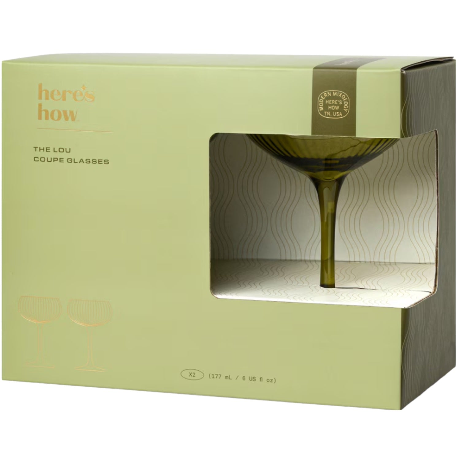 Lou Coupe Glass (Set of 2) - Olive