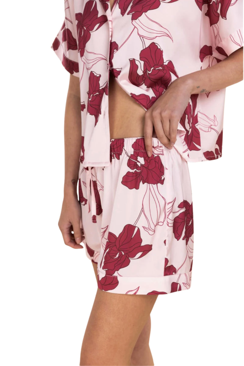Freya Satin Short Set - Pink