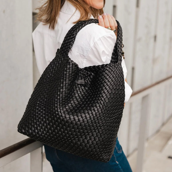 Gabby Woven Shoulder Bag - Black