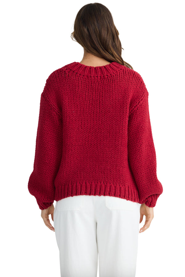 Heart on Sleeve Knit - Cherry/White