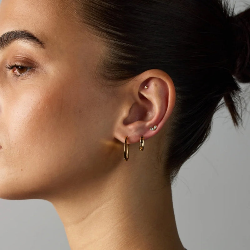 Double Crystal Stud - Blue/Gold