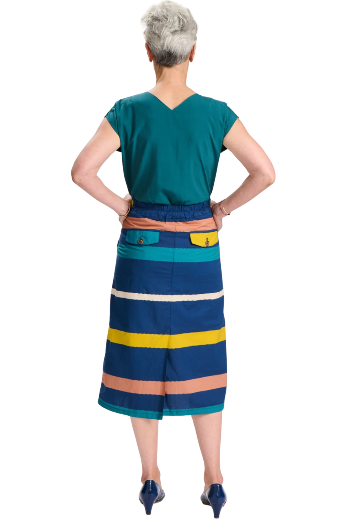 Valencia Stripe Skirt - Navy