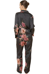 Ruby Floral Satin PJ - Black