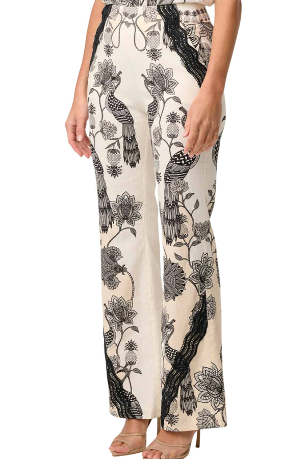 Leandro Lace Trim Pant - Imperial Stone