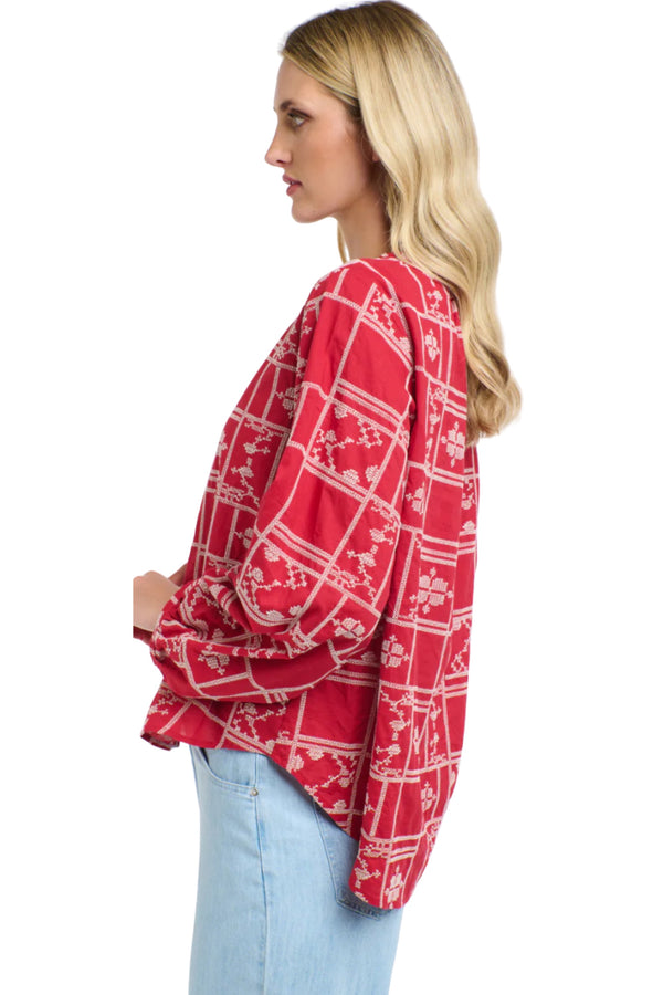 Meredith X-Stitch Top - Red