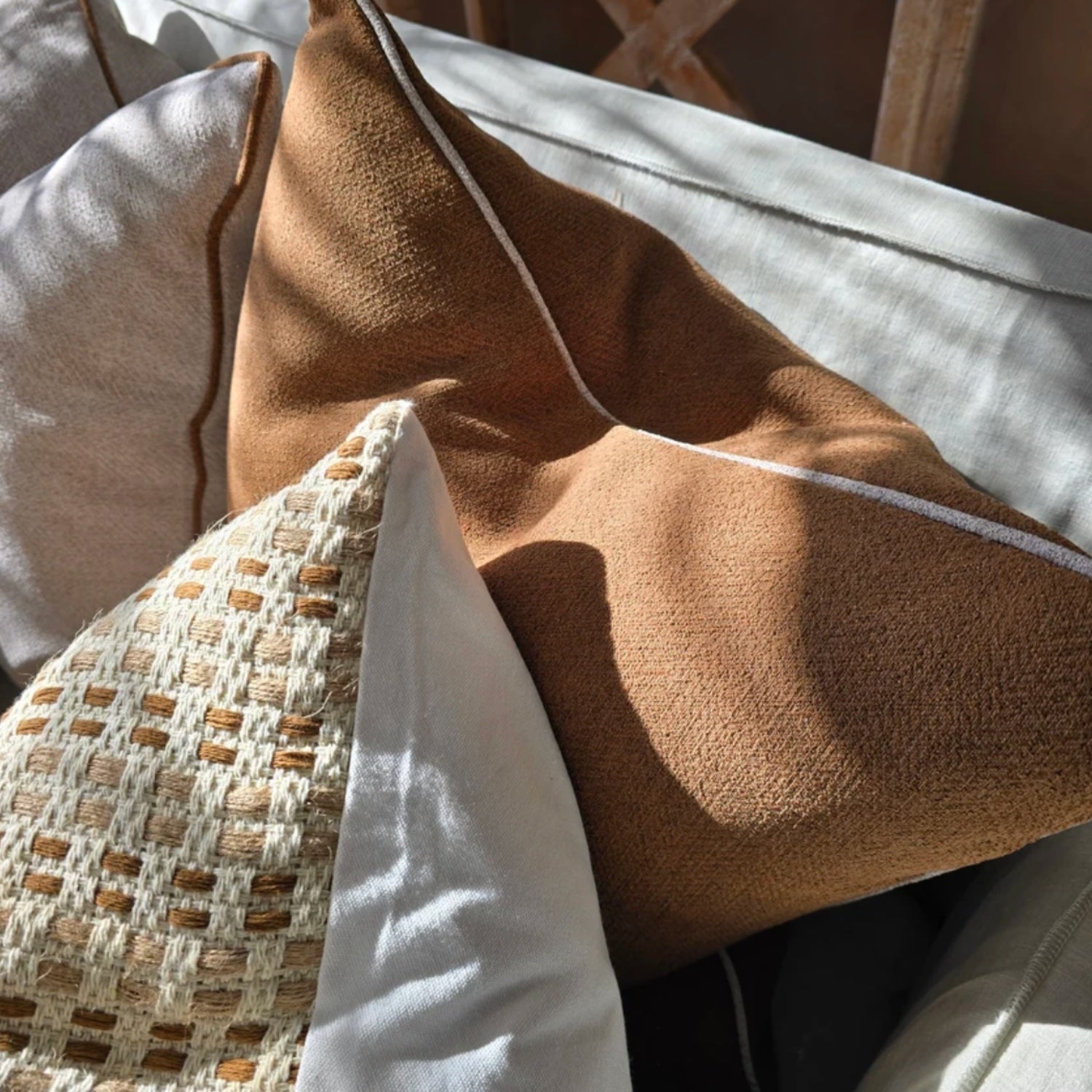 Ada 55cm Cushion - Woven Terracotta