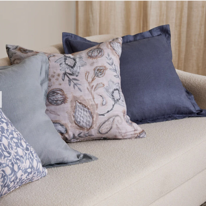 Riley Denim Blue Linen Cushion - 55cm