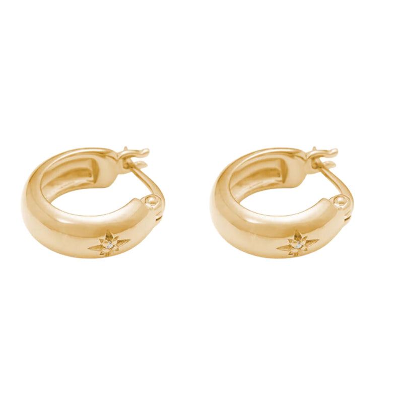 Guiding Star Etched Hoops (18K Gold Plated)