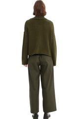 Zip Collar Cardi - Khaki