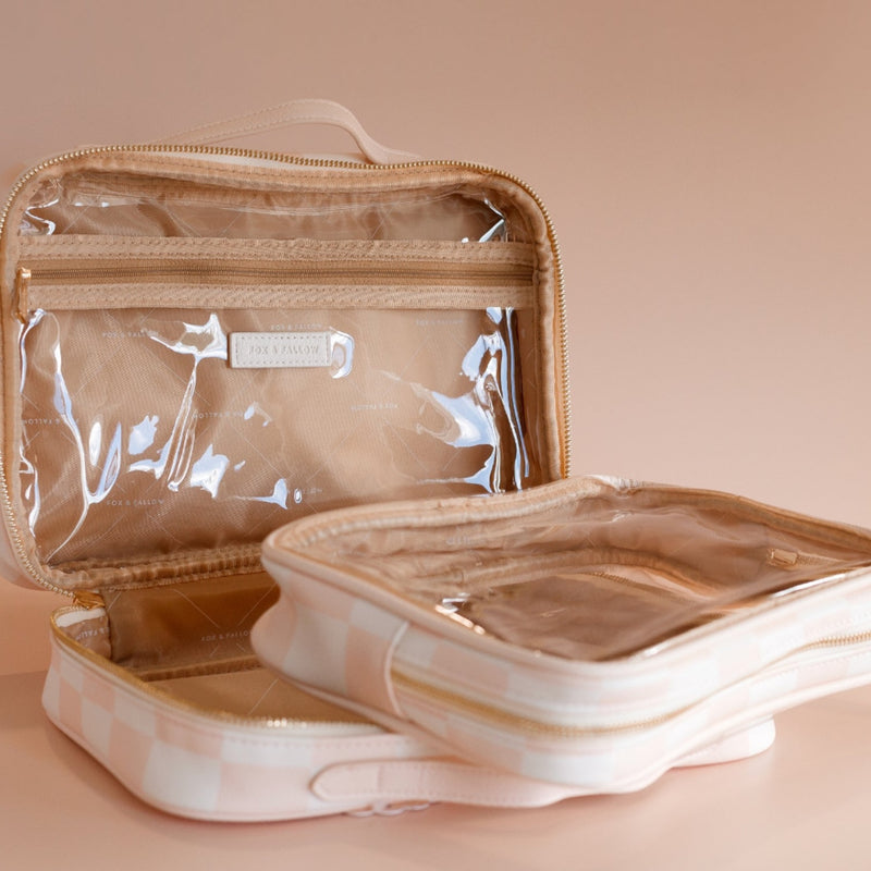 Salmon Check Cosmetic Bag