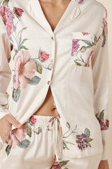 Ruby Floral Satin PJ - Ivory