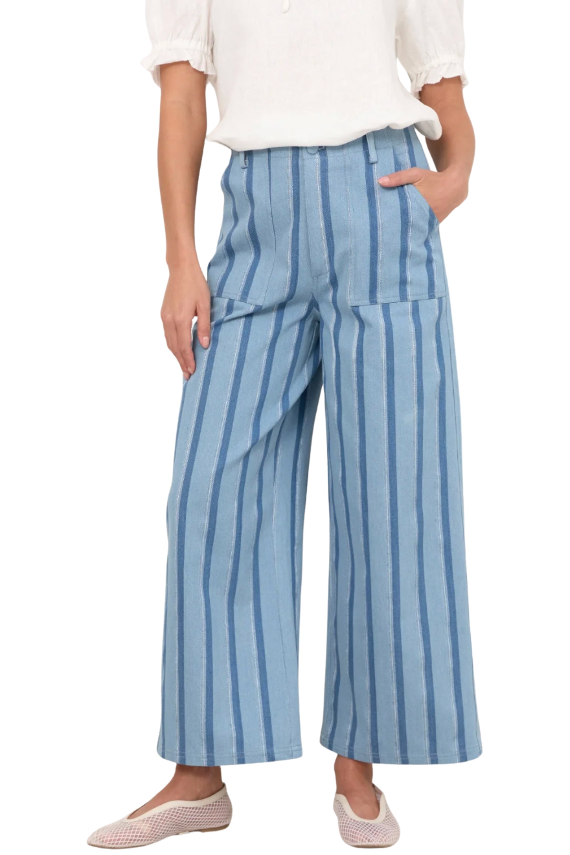 Gabriella Stripe Pant - Denim