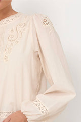 Lou Cut Out Lace Top - Cream