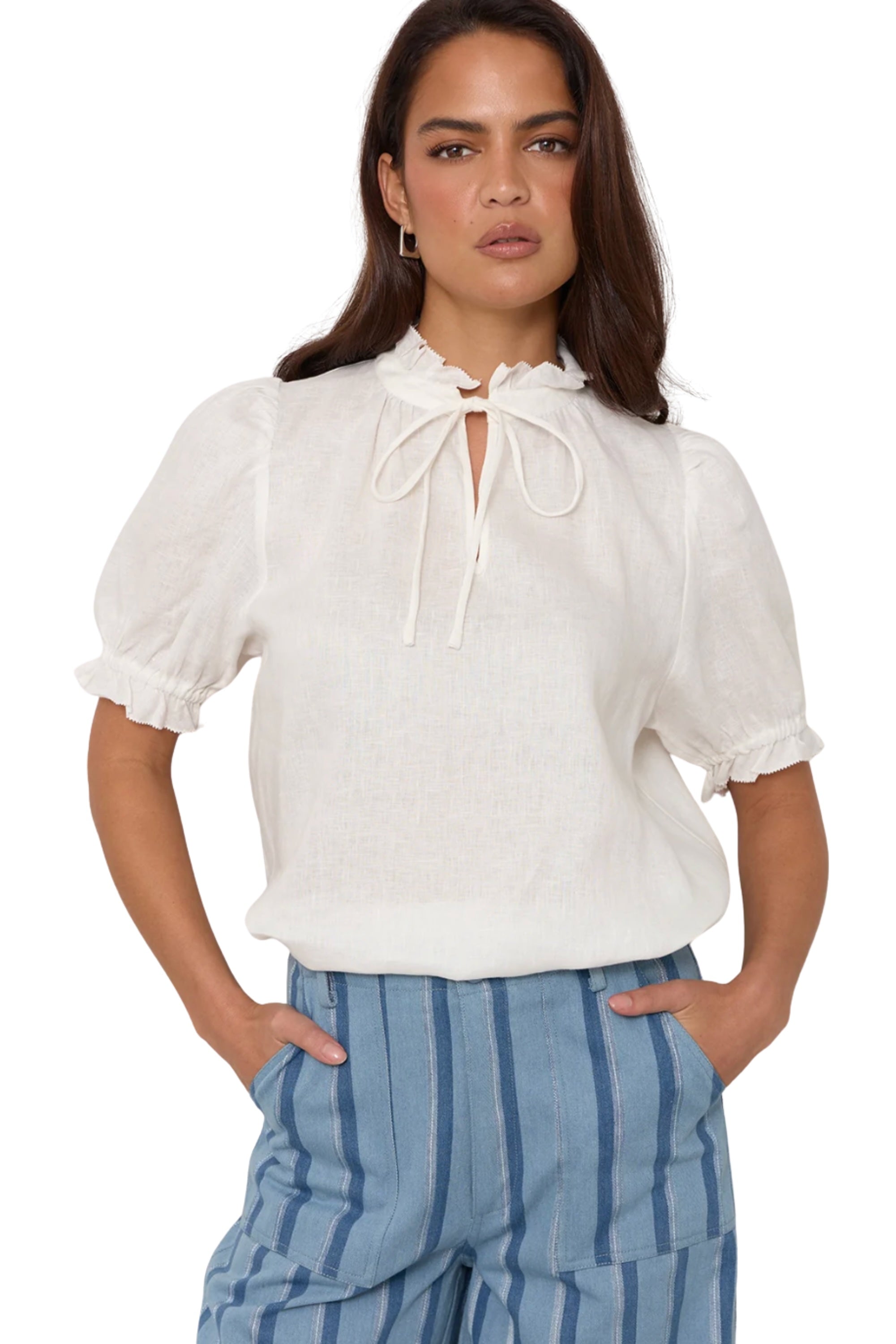 Sandra Linen Top - White