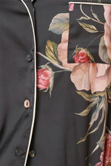 Ruby Floral Satin PJ - Black