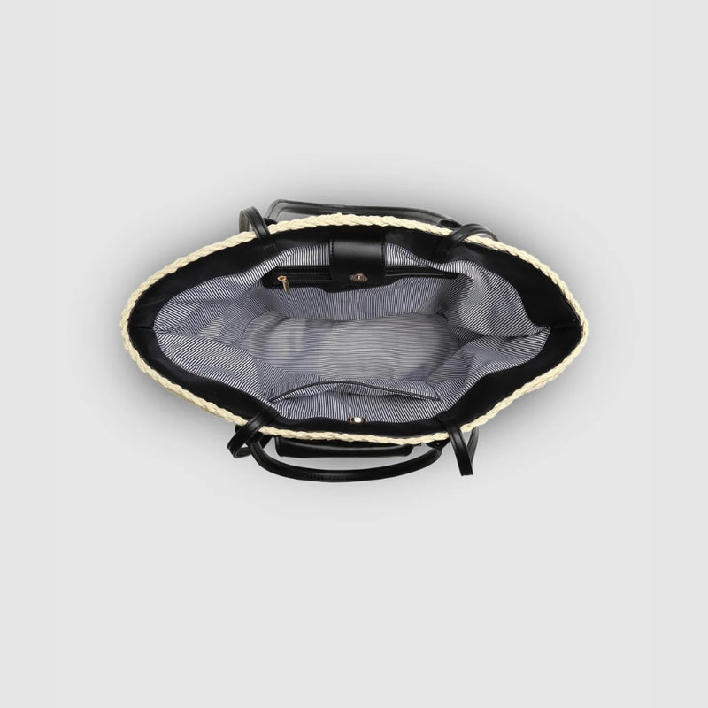 Bristol Raffia Tote Bag - Black