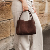 Steffie Suede Mini Tote - Chocolate