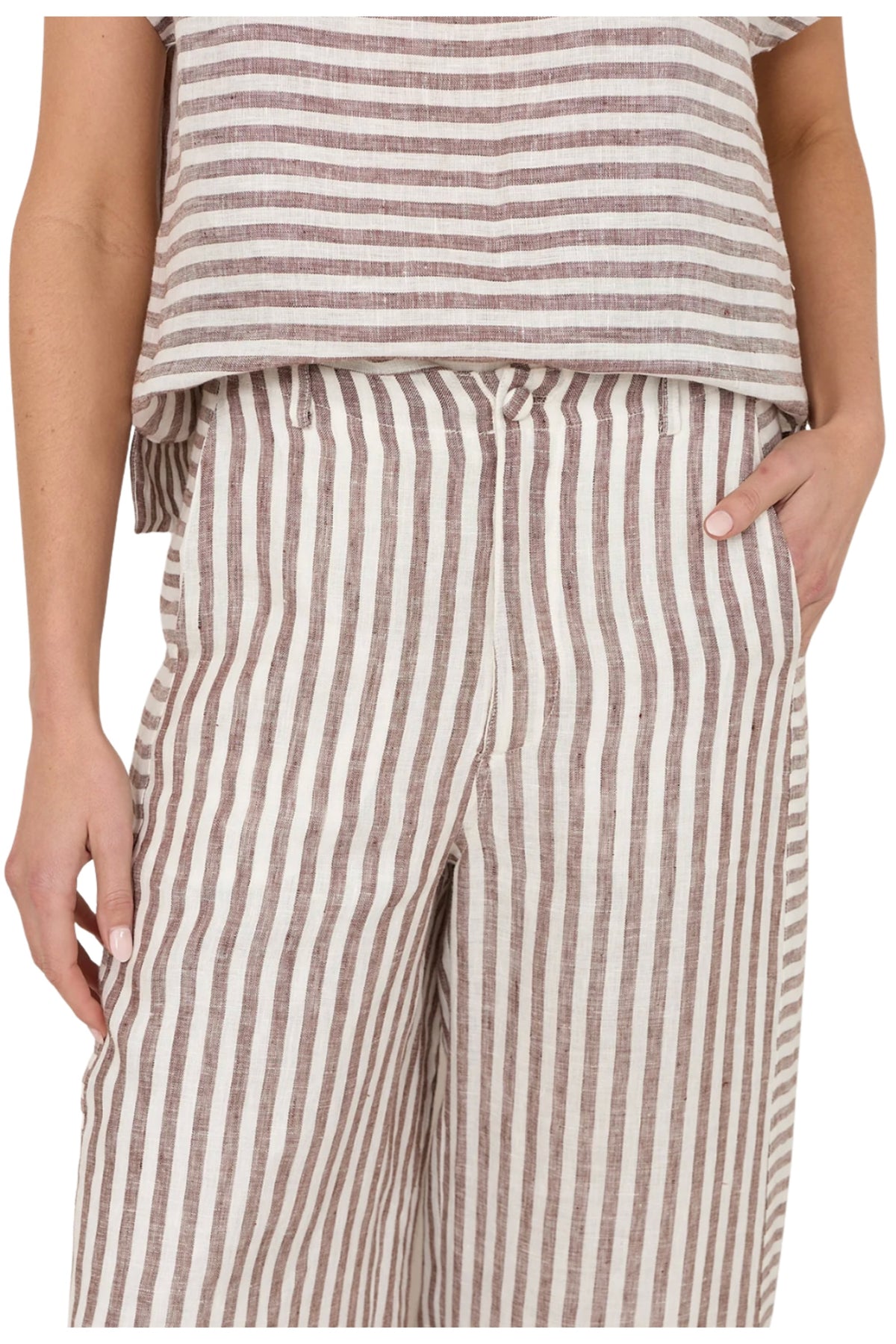 Gabriella Stripe Pant - Choc/White