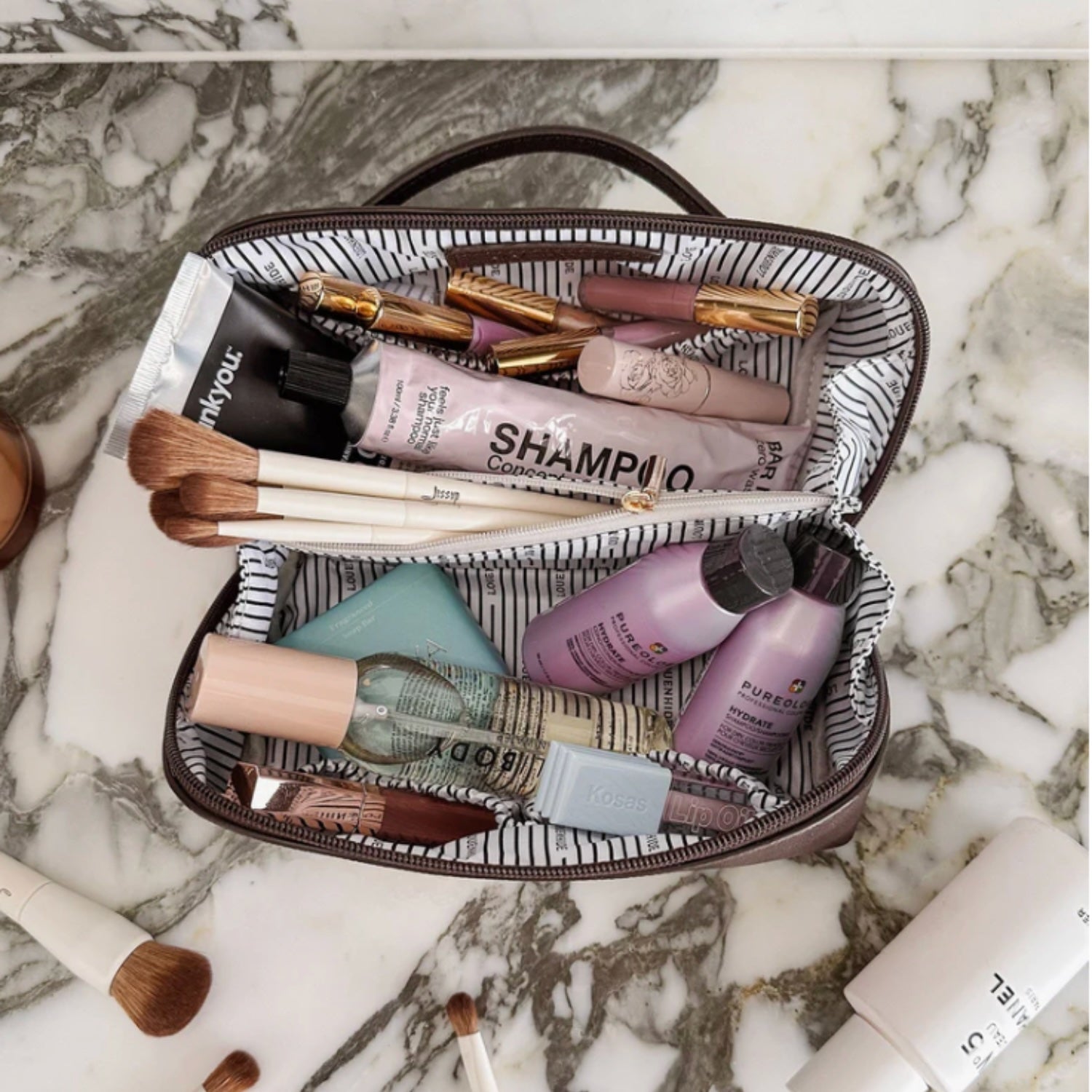 Ellis Makeup Bag - Chocolate