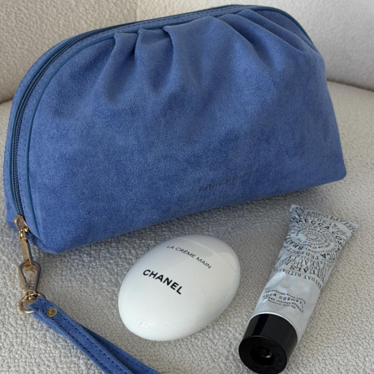 Sarski Suedette Makeup Bag - Persian Blue