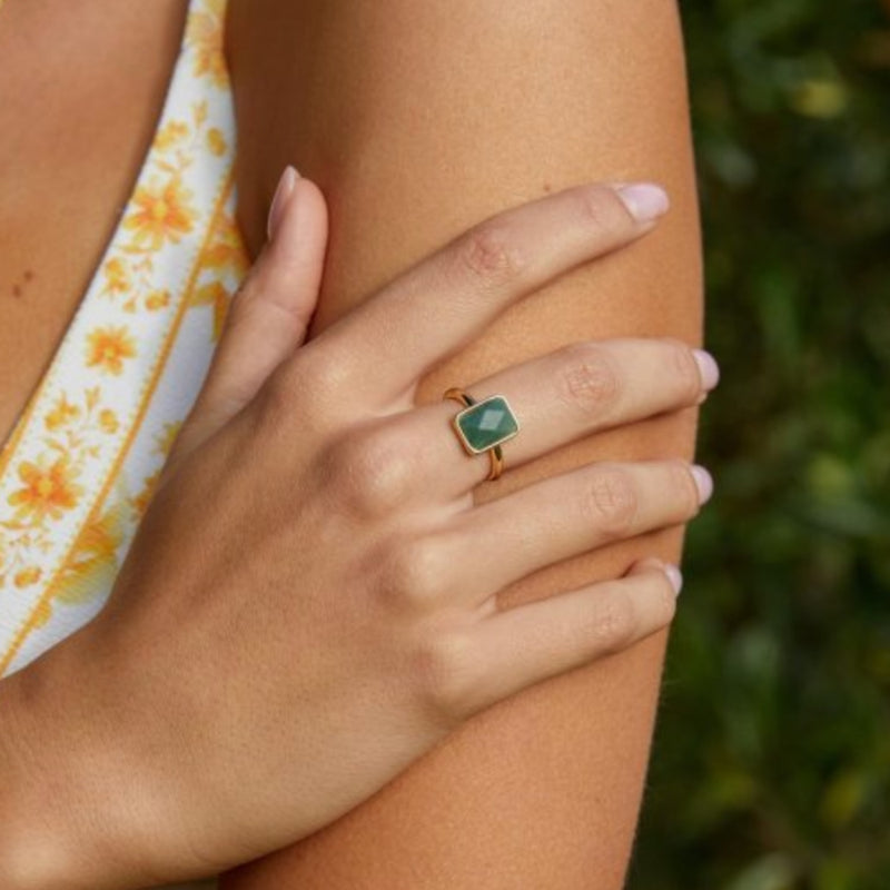 Jade Ring Size 9 - Gold