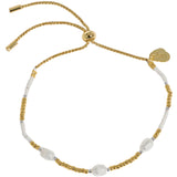 Pearl Station Bracelet - Gold Plated